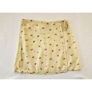 Art Class Girls M 7/8 Mod Cloth Yellow Cherry Print Wrap Skirt Tie Short Rayon